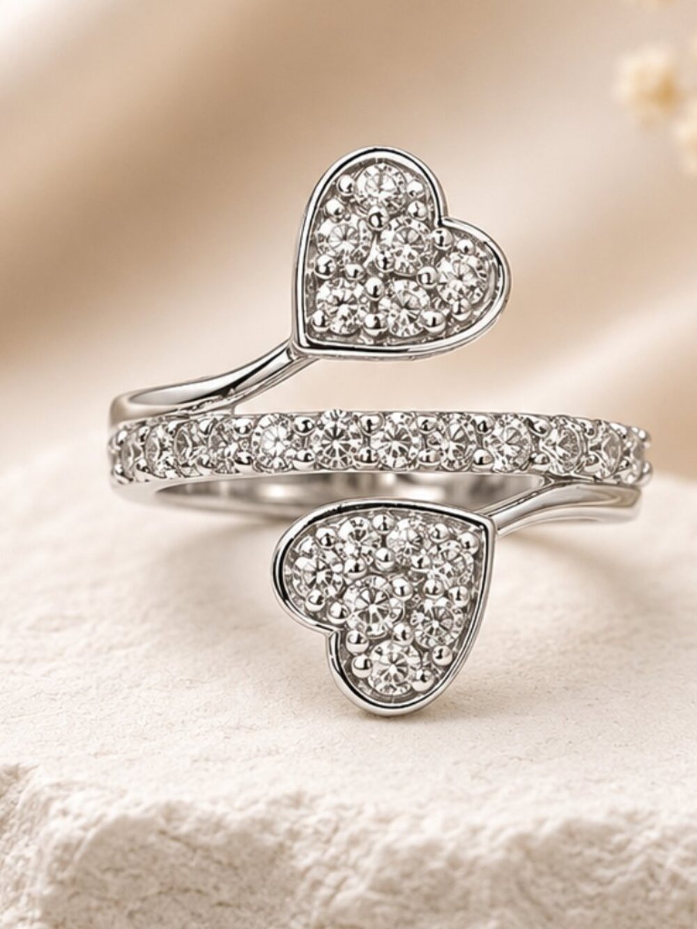 Open Heart Diamond Ring